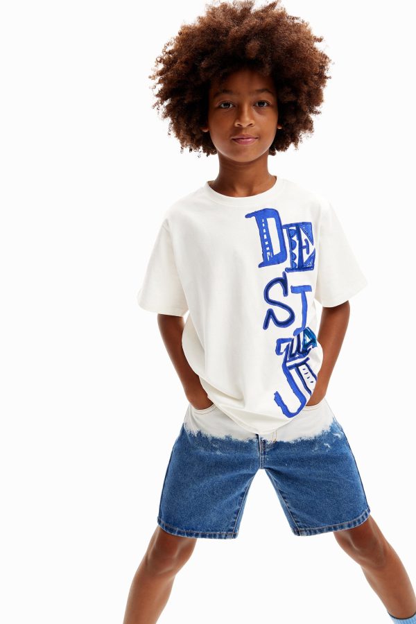 T-shirt met arty logo's - WHITE - 7/8
