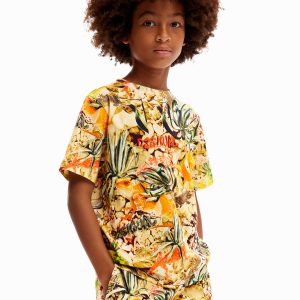 T-shirt collage camouflage - BROWN - 3/4