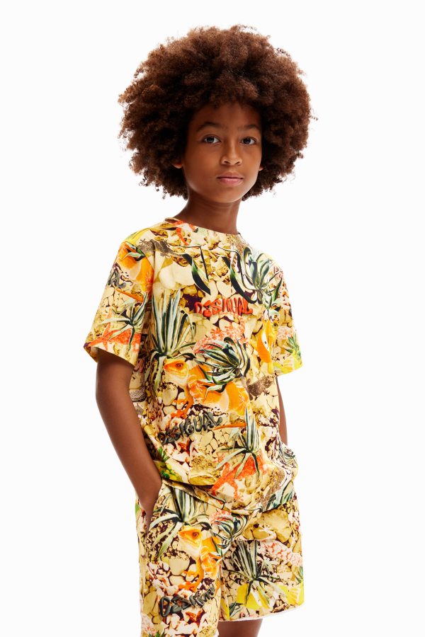 T-shirt collage camouflage - BROWN - 3/4