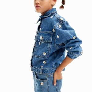 Denim truckerjack madeliefjes - BLUE - 7/8
