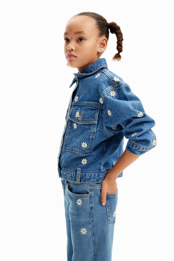 Denim truckerjack madeliefjes - BLUE - 7/8