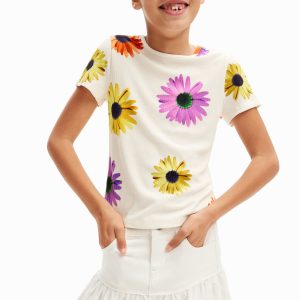 Mini-spijkerrok ruche broderie anglaise - WHITE - 7/8
