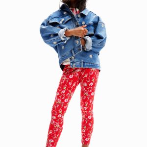 Lange legging met bloemen - RED - M