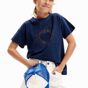 T-shirt hart stras - BLUE - 11/12