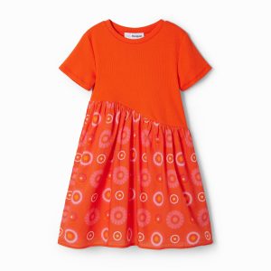 Gecombineerde geometrische jurk - RED - 11/12