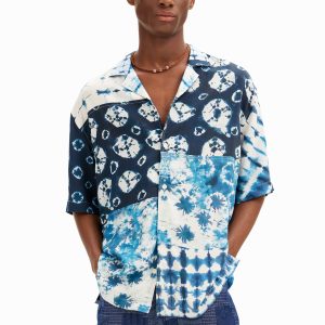 Patch tie-dye shirt - BLUE - XXL