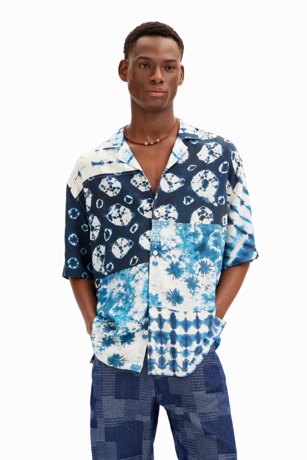 Patch tie-dye shirt - BLUE - L