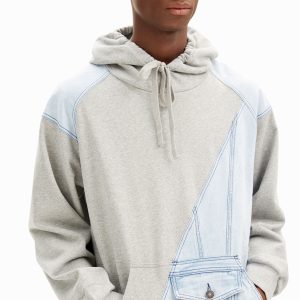 Hybride denim sweatshirt - BLACK - XXL