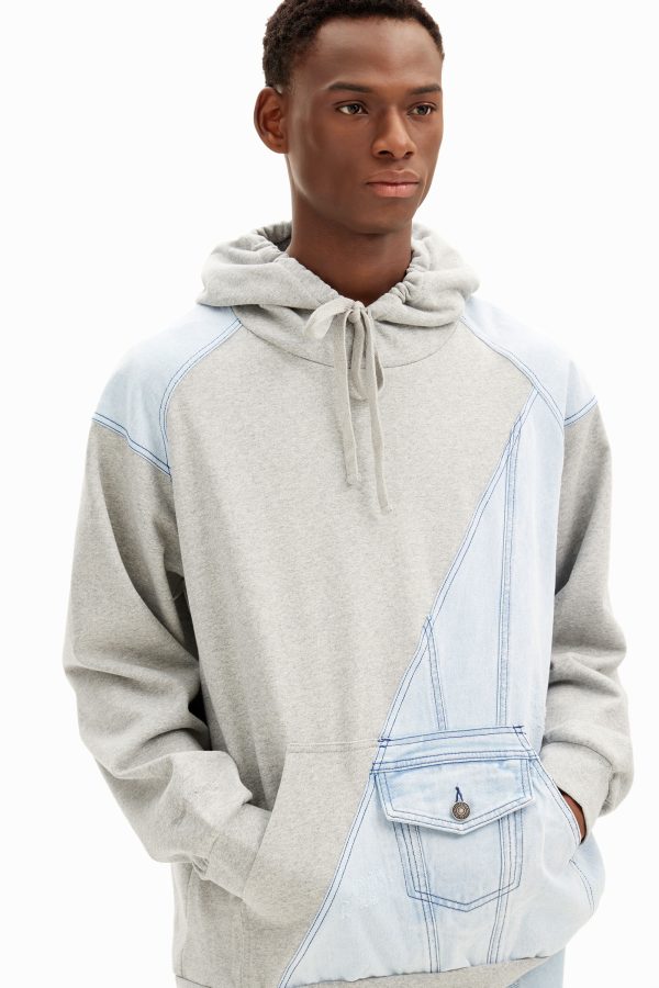 Hybride denim sweatshirt - BLACK - XXL