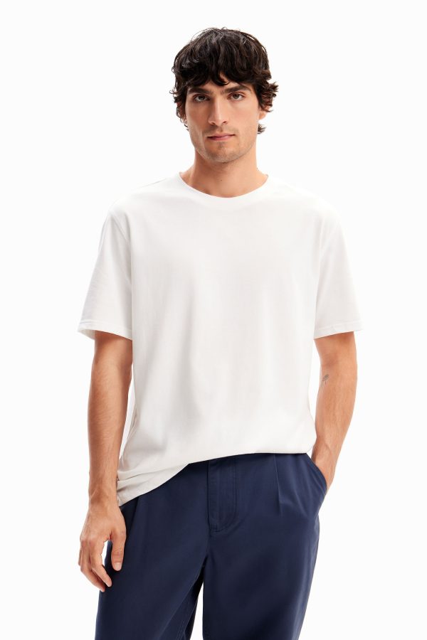 Effen T-shirt naden - WHITE - XL