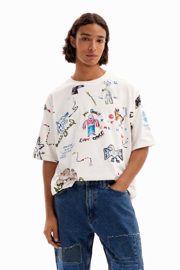 T-shirt met korte mouwen dieren - WHITE - S
