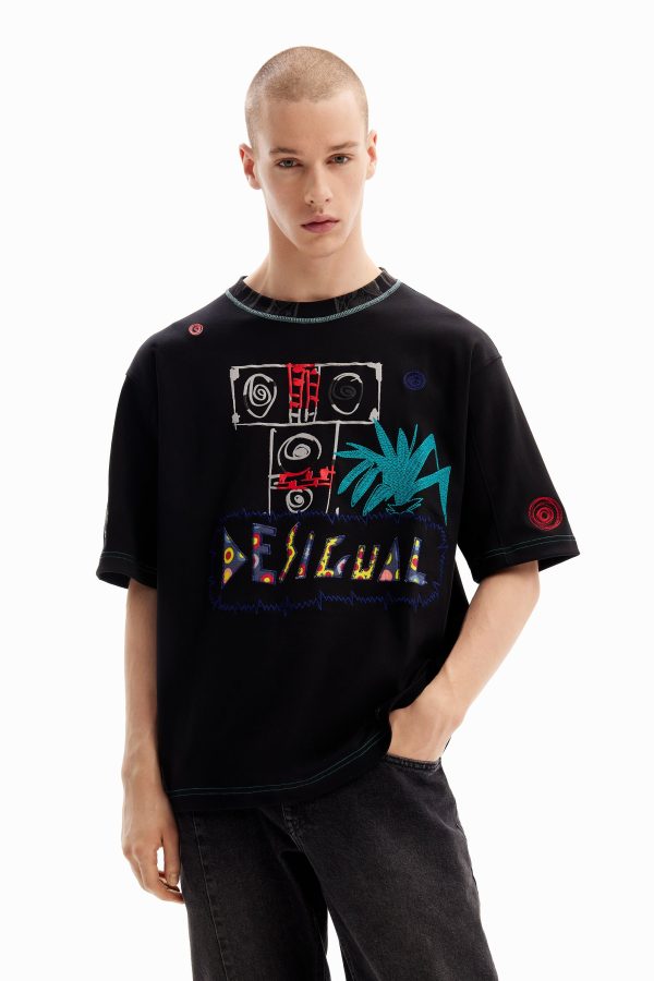 Desigual T-shirt met borduursels - BLACK - S