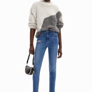 Slim fit jeans borduursels - BLUE - 40