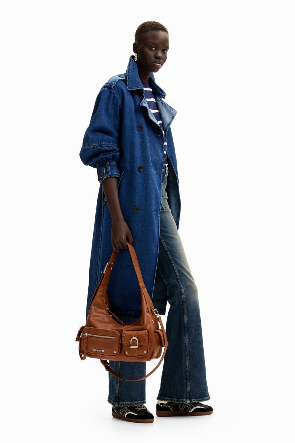 Oversized denim trenchcoat - BLUE - XL