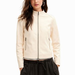 Slim fit bikerjack - WHITE - L