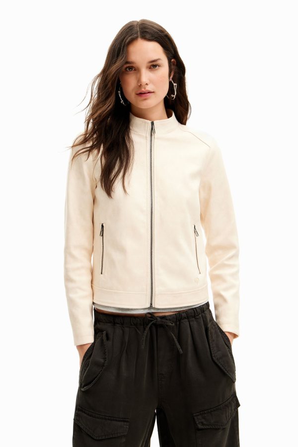 Slim fit bikerjack - WHITE - XS