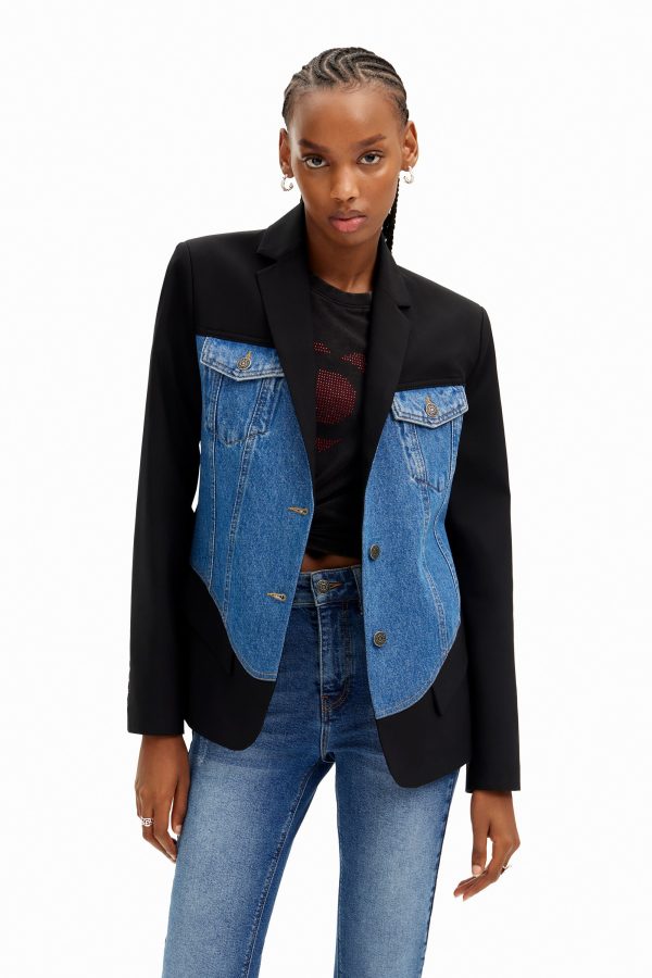 Hybride trucker blazer - BLUE - 40