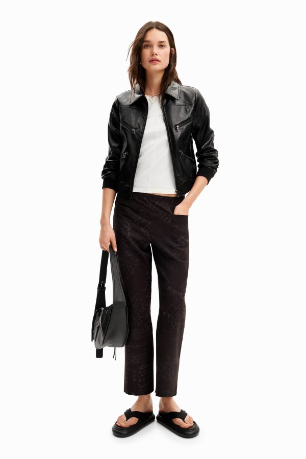 Lange broek met teksten. - BLACK - M