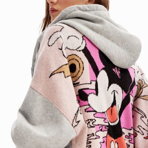 Oversized sweatshirt jacquard Mickey Mouse - BLACK - S