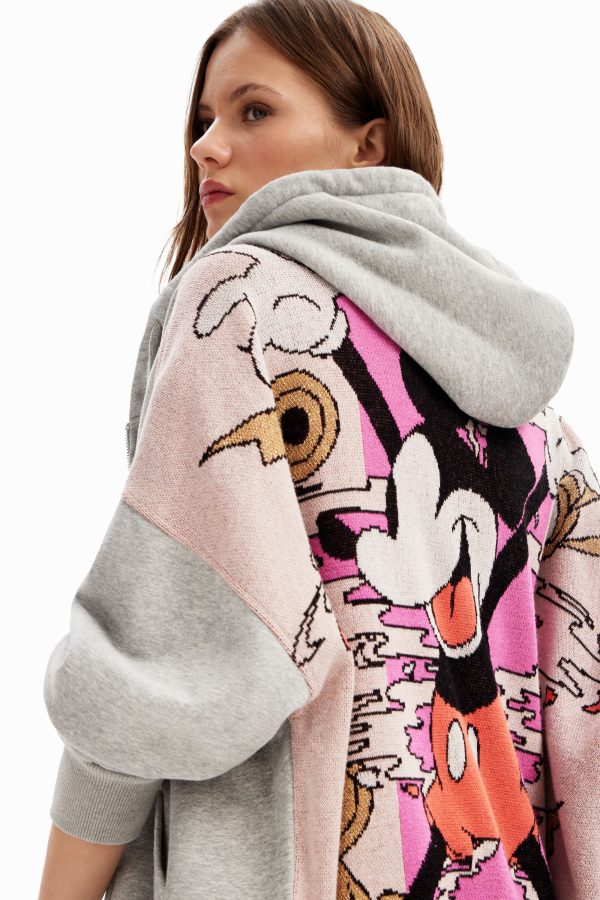 Oversized sweatshirt jacquard Mickey Mouse - BLACK - S