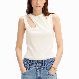 Geribd T-shirt cut-out - WHITE - XL