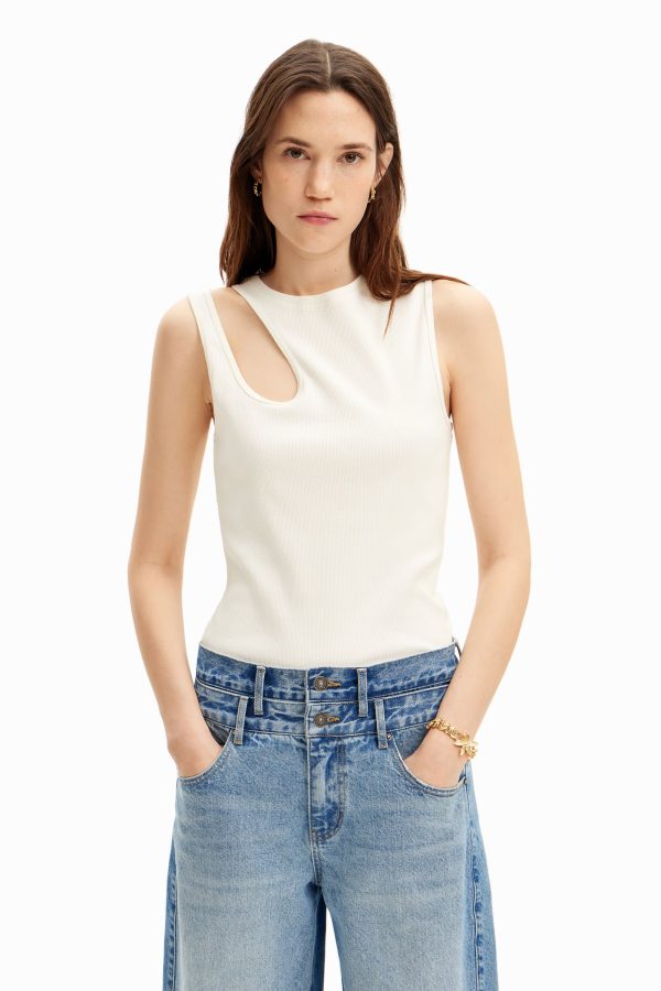 Geribd T-shirt cut-out - WHITE - XL