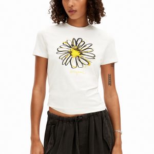 T-shirt illustratie madeliefje - WHITE - XS