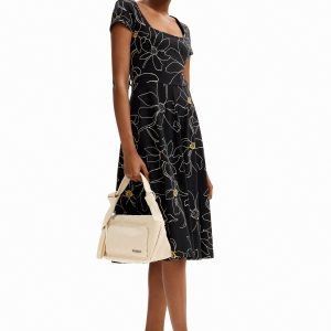 Jurk arty bloemen - BLACK - S