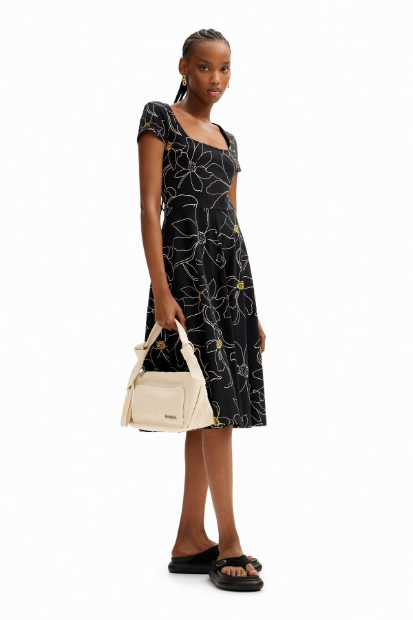 Jurk arty bloemen - BLACK - S