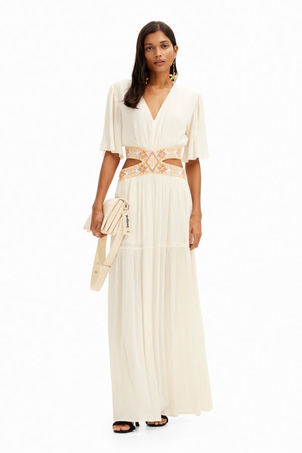 Lange jurk met cut-outs - WHITE - XL
