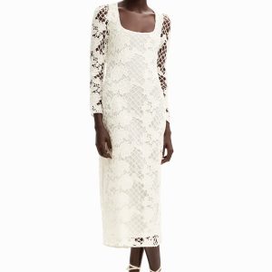 Midi-jurk kant - WHITE - XS