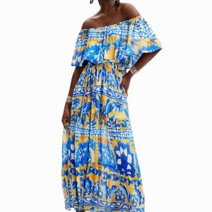 Lange arty jurk Stella Jean - BLUE - L