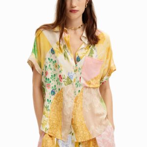 Bloemenpatchwork blouse. - MATERIAL FINISHES - L