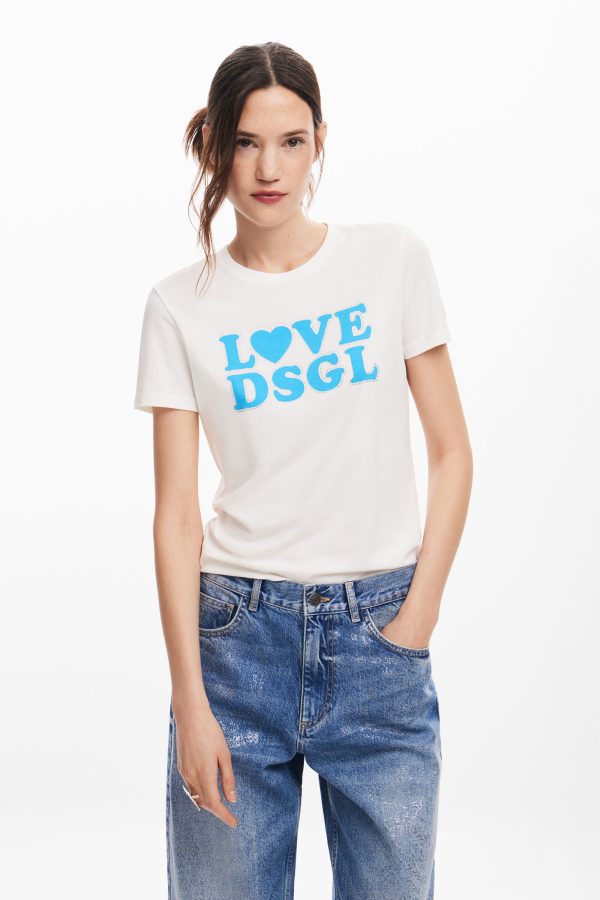T-shirt met korte mouwen en bedrukking met een zin. - WHITE - L