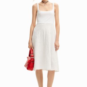 Uitlopende midi-jurk - WHITE - L