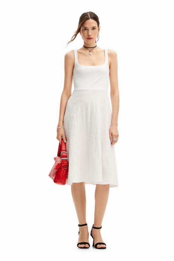 Uitlopende midi-jurk - WHITE - L