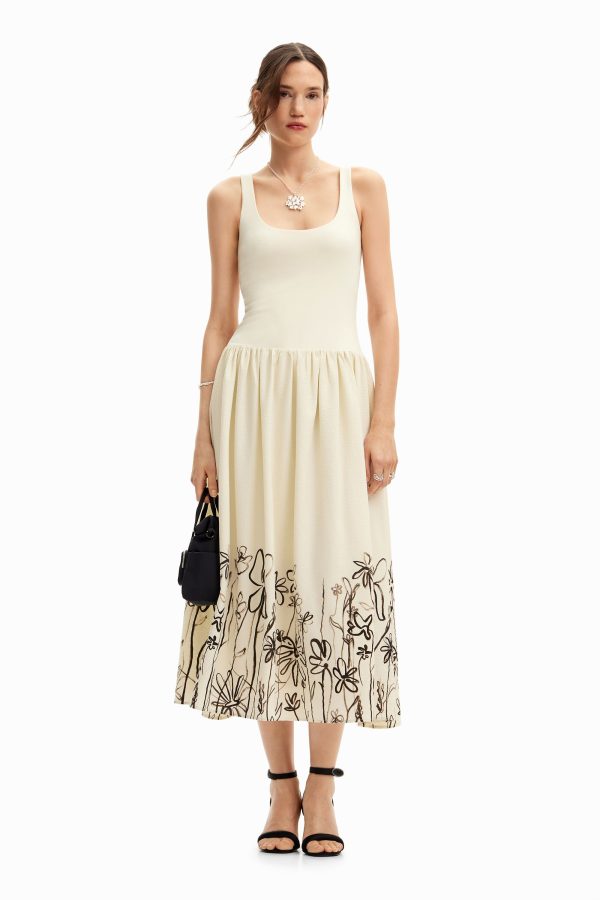 Jurk met spaghettibandjes en bloemenprint. - WHITE - S