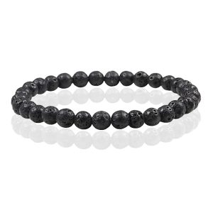 6mm Memphis Natuursteen Armband - Lava