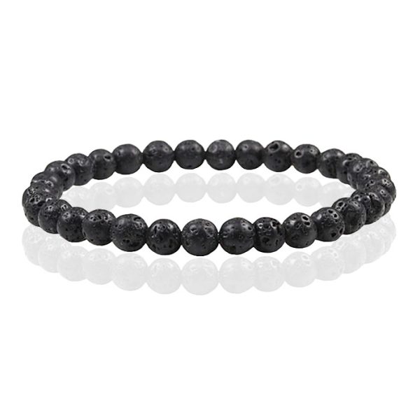 6mm Memphis Natuursteen Armband - Lava
