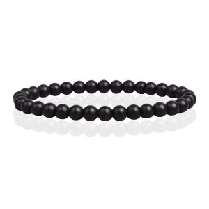 6mm Memphis Natuursteen Armband - Matte Onyx