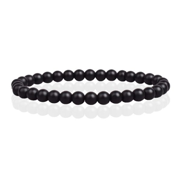 6mm Memphis Natuursteen Armband - Matte Onyx