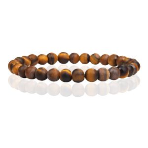 6mm Memphis Natuursteen Armband - Matte Tiger Eye