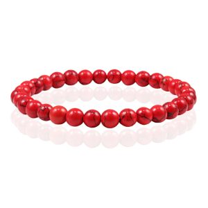 6mm Memphis Natuursteen Armband - Red Howlite