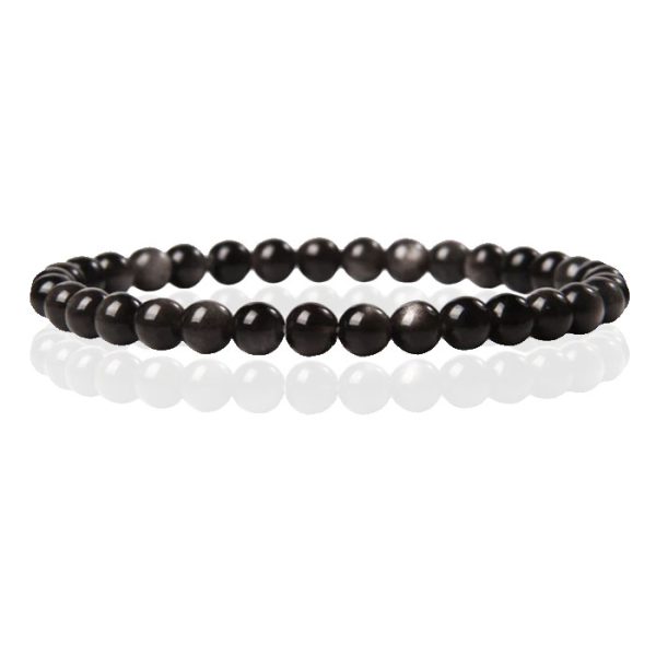 6mm Memphis Natuursteen Armband - Silver Obsidian