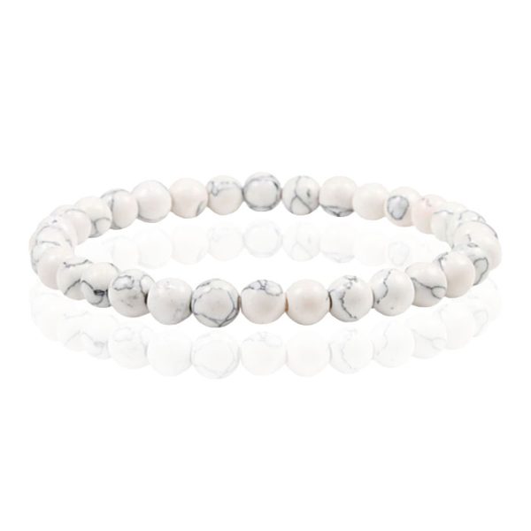 6mm Memphis Natuursteen Armband - White Howlite