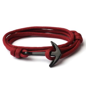 Anker armband Donkerrood polyester koord