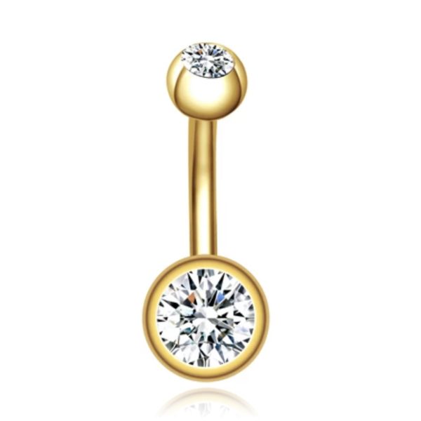 Chirurgisch Edelstaal Navelpiercing - Zirkonia & Goud