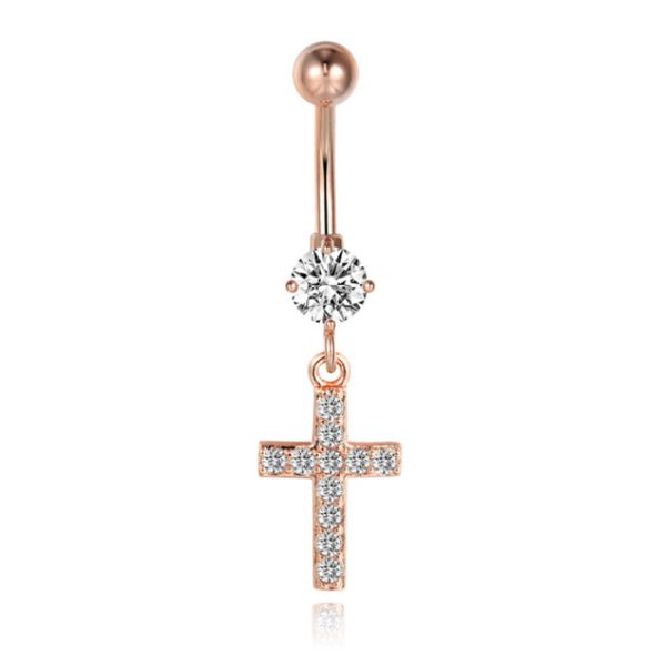 Cilla Navelpiercing met Hangertje - Kruis Rose Goud