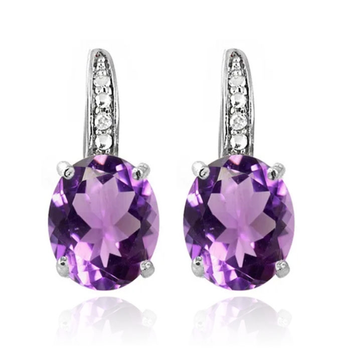 Cilla Jewels 925 Zilveren Oorbellen met Grote Paarse Amethyst Steen 1 Cilla Jewels 925 Zilveren Oorbellen met Grote Paarse Amethyst Steen