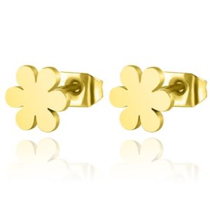 Cilla Jewels oorknoppen Edelstaal Bloem Goudkleurig